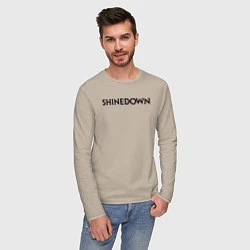 Лонгслив хлопковый мужской Shinedown лого, цвет: миндальный — фото 2
