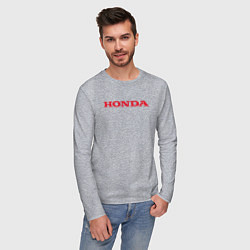 Лонгслив хлопковый мужской HONDA ХОНДА LOGO спина, цвет: меланж — фото 2
