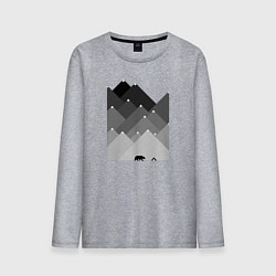 Лонгслив хлопковый мужской Медведь и треугольные горы, цвет: меланж
