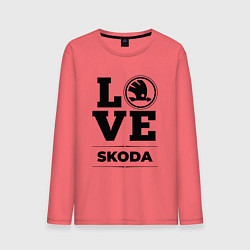 Лонгслив хлопковый мужской Skoda Love Classic, цвет: коралловый
