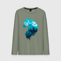 Мужской лонгслив Принцесса Мононоке волчий силуэт
