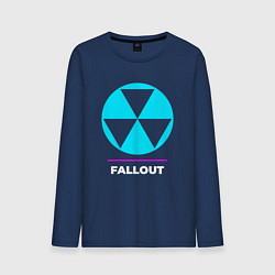 Лонгслив хлопковый мужской Символ Fallout в неоновых цветах, цвет: тёмно-синий