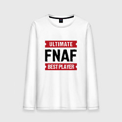 Лонгслив хлопковый мужской FNAF: таблички Ultimate и Best Player, цвет: белый