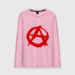 Лонгслив хлопковый мужской Символ анархии цвета светло-розовый — фото 1