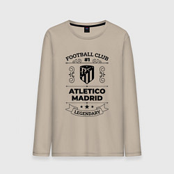 Лонгслив хлопковый мужской Atletico Madrid: Football Club Number 1 Legendary, цвет: миндальный