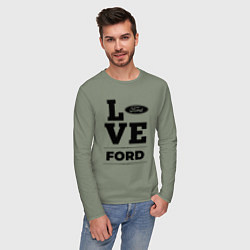 Лонгслив хлопковый мужской Ford Love Classic, цвет: авокадо — фото 2