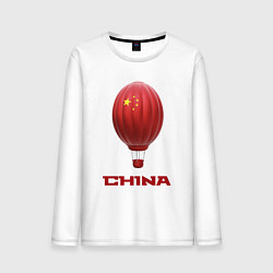 Лонгслив хлопковый мужской 3d aerostat China, цвет: белый