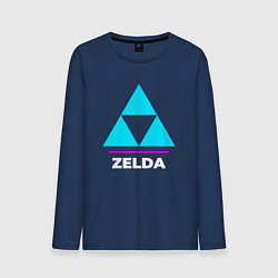 Лонгслив хлопковый мужской Символ Zelda в неоновых цветах, цвет: тёмно-синий