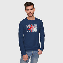 Лонгслив хлопковый мужской Донор Сарказма Sarcasm Donor, цвет: тёмно-синий — фото 2