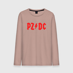 Лонгслив хлопковый мужской PZDC ACDC, цвет: пыльно-розовый