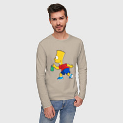 Лонгслив хлопковый мужской Барт Симпсон принт, цвет: миндальный — фото 2
