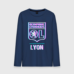 Лонгслив хлопковый мужской Lyon FC в стиле Glitch, цвет: тёмно-синий