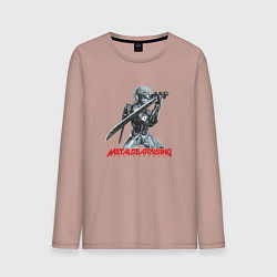Лонгслив хлопковый мужской Райден из Metal Gear Rising с мечом, цвет: пыльно-розовый