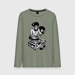 Лонгслив хлопковый мужской Bruce Lee - Vinyl Dj, цвет: авокадо