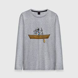 Лонгслив хлопковый мужской Космонавт в лодке, цвет: меланж