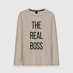 Лонгслив хлопковый мужской The real boss!, цвет: миндальный