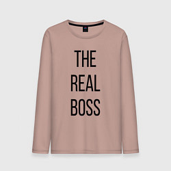 Лонгслив хлопковый мужской The real boss!, цвет: пыльно-розовый