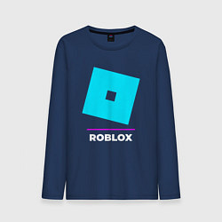 Лонгслив хлопковый мужской Символ Roblox в неоновых цветах, цвет: тёмно-синий