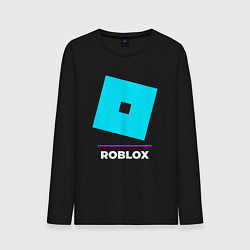 Лонгслив хлопковый мужской Символ Roblox в неоновых цветах, цвет: черный