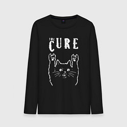 Лонгслив хлопковый мужской The Cure рок кот, цвет: черный