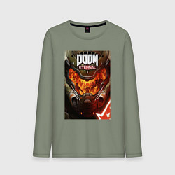 Лонгслив хлопковый мужской Doom eternal - poster, цвет: авокадо