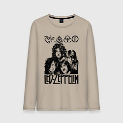 Лонгслив хлопковый мужской Led Zeppelin Black, цвет: миндальный