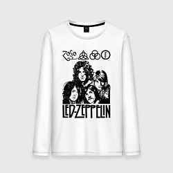 Лонгслив хлопковый мужской Led Zeppelin Black, цвет: белый
