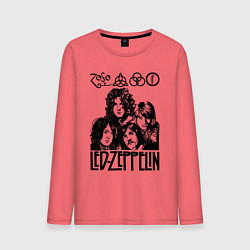 Лонгслив хлопковый мужской Led Zeppelin Black, цвет: коралловый