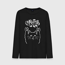 Лонгслив хлопковый мужской The Rasmus рок кот, цвет: черный