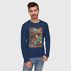 Лонгслив хлопковый мужской Fear and Loathing in Las Vegas, цвет: тёмно-синий — фото 2