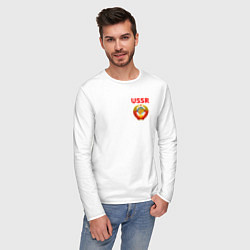 Лонгслив хлопковый мужской USSR логотип, цвет: белый — фото 2