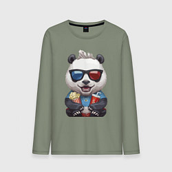 Мужской лонгслив Прикольный панда с попкорном и колой