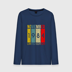 Лонгслив хлопковый мужской 1984 - Ноябрь, цвет: тёмно-синий
