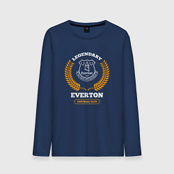 Лонгслив хлопковый мужской Лого Everton и надпись legendary football club, цвет: тёмно-синий