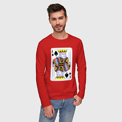 Лонгслив хлопковый мужской Игральная карта - Король, цвет: красный — фото 2
