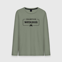 Лонгслив хлопковый мужской Watch Dogs gaming champion: рамка с лого и джойсти, цвет: авокадо