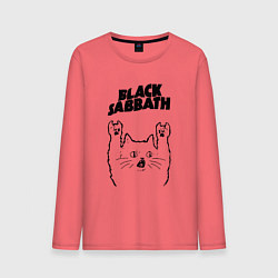 Лонгслив хлопковый мужской Black Sabbath - rock cat, цвет: коралловый