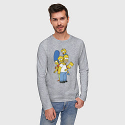 Лонгслив хлопковый мужской Прикольная семейка Симпсонов, цвет: меланж — фото 2