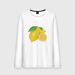 Лонгслив хлопковый мужской Сочные лимоны, цвет: белый