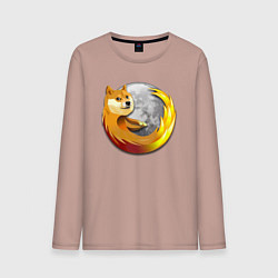 Лонгслив хлопковый мужской Пёсик Доге охватывает планету, цвет: пыльно-розовый