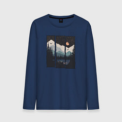 Лонгслив хлопковый мужской Бездорожье Сибирь, цвет: тёмно-синий