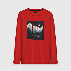 Лонгслив хлопковый мужской Бездорожье Сибирь, цвет: красный