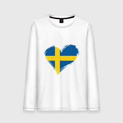 Лонгслив хлопковый мужской Сердце - Швеция, цвет: белый