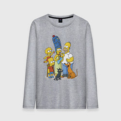 Лонгслив хлопковый мужской Семейка Симпсонов встречает Новый Год!, цвет: меланж