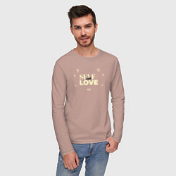 Лонгслив хлопковый мужской Self love club, цвет: пыльно-розовый — фото 2