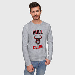 Лонгслив хлопковый мужской Bull Bitcoin Club, цвет: меланж — фото 2