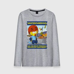 Лонгслив хлопковый мужской Skateboarding - use the right personal protective, цвет: меланж