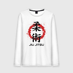 Мужской лонгслив Jiu jitsu red splashes logo