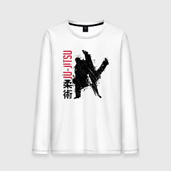 Лонгслив хлопковый мужской Jiu-jitsu splashes, цвет: белый