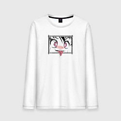 Лонгслив хлопковый мужской Ахегао и милый язычёк, цвет: белый